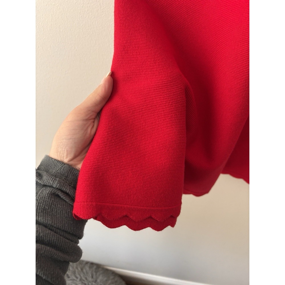 H&M Scalloped Red Knit Mini A-Line Dress Size Small NEW Preppy Classic Summer - Picture 6 of 10